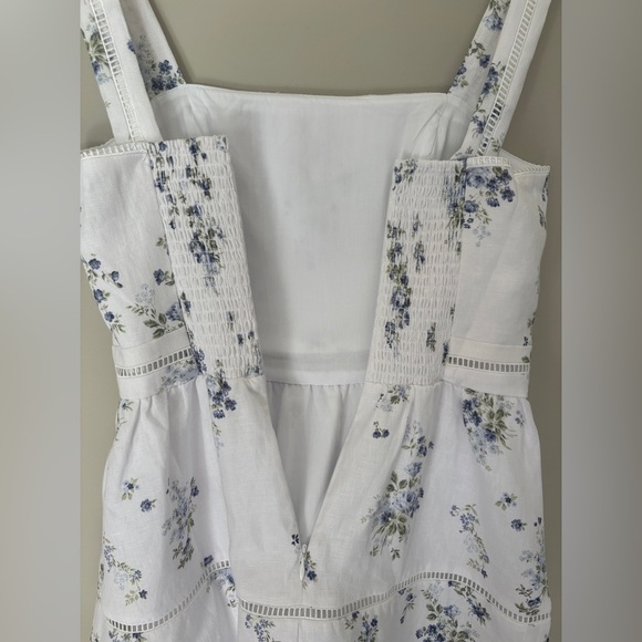 NEW Reformation Everett Mini Dress Truly White Blue Floral Linen | US 4 UK 8 - Picture 14 of 17